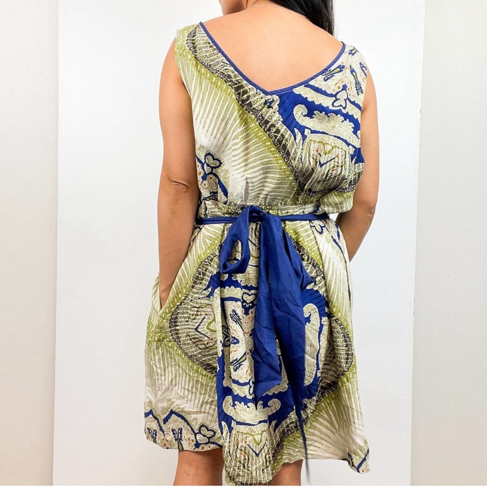Edme & Esyllte Anthropologie Size XL Dress 100% Silk Mini A-Line w Pockets Green - Picture 7 of 10